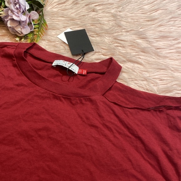 NWT N:Philanthropy Oxblood Cut Out Long Sleeve Tee sz M - Picture 2 of 11